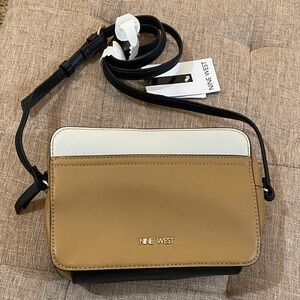 Nine West Black, White, and Tan Crossbody Bag
